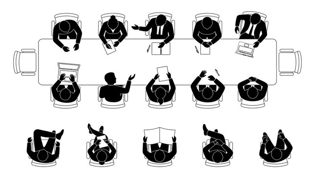 Silhouette illustration of people attending a conference with diverse