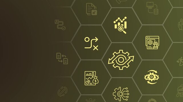 Business analyst managing process automation and digital transformation. Motion graphic of business workflow. Concept of analytics and operational management. 