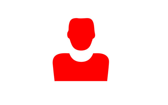 Red male avatar icon silhouette head and shoulders, red person avatar icon vector, flat silhouette user profile symbol for web, app, login, social media and business designman, male, man icon, guy, ge