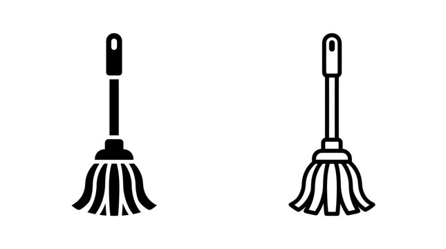 Mop icon set for floor cleaning and housekeeping tasks with cleaning