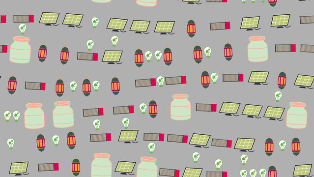 Renewable energy and sustainability pattern with solar panels
