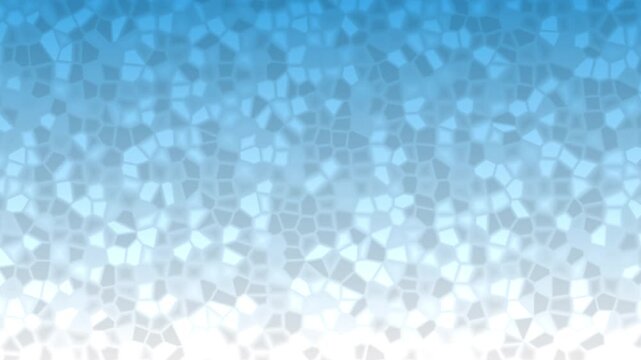 Abstract animated cool sky gradient background featuring a moving frosted crystal mosaic texture made of soft polygonal and faceted shapes.