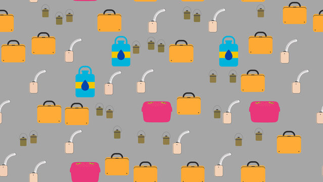 Seamless pattern of travel and container icons