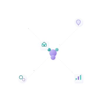 Neomorphic animated svg concept showing artificial intelligence data streams helping small business operations and growth