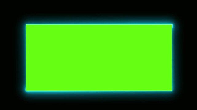 Frame neon rectangle lights streaming on black background. Abstract border frame rotating movement footage. Laser border moving frame motion. Striking footage will appear amidst the neon light lines.