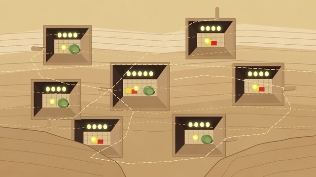 Pixel art animation game map network nodes connection data transfer