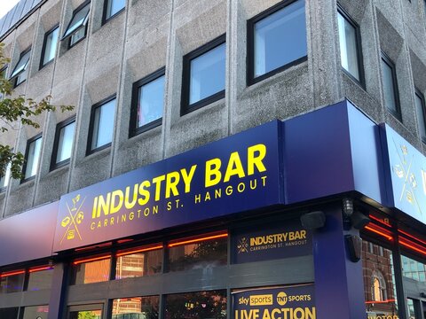 Industry Bar Farringdon st. street sign in Nottingham uk 3 October 2026