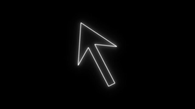 Glowing White Neon Mouse Cursor Pointer Animation on Black Background