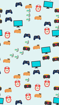 Video Game and Leisure Icons Pattern