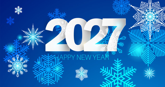 Festive New Year 2027 greeting card design. Vector