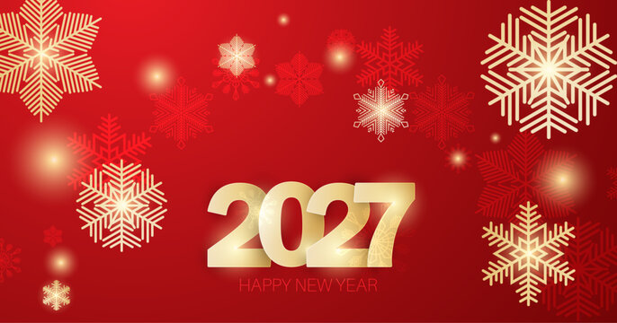 Festive New Year 2027 greeting card design. Vector