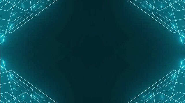 Geometric lines animation displays vibrant glowing vectors on dark space. Screen overlay data guides geometric lines. Presentation video suites use geometric lines.