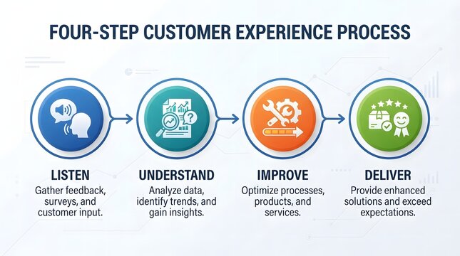 Four Step Customer Experience Process from Listening to Service Delivery