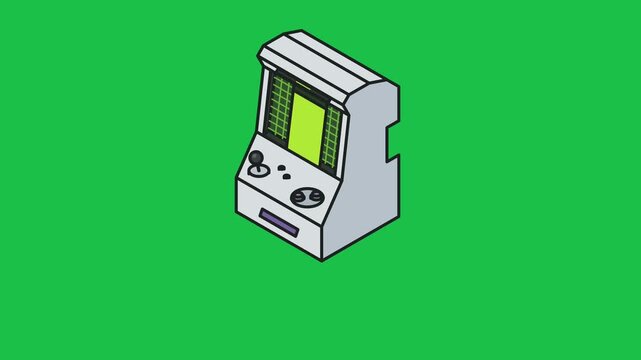 Minimalist isometric arcade game machine animation