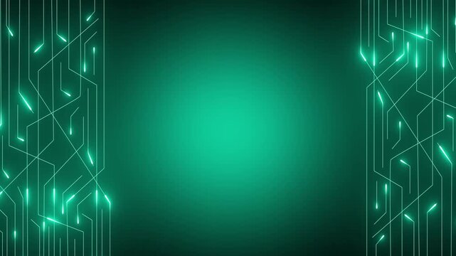 Circuit board pattern animation displays glowing traces across dark. Motherboard processor hardware data routes on circuit board. Consoles use circuit board pattern.