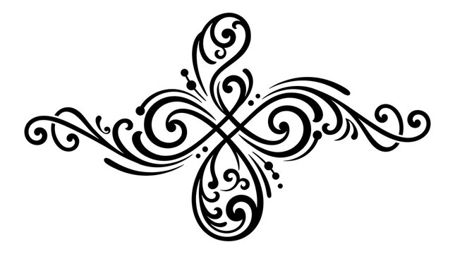 Elegant black swirl ornament on a white background decorative flourish design