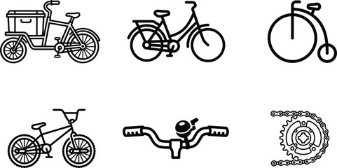 Various stylized bicycle icons with different designs and features © saidur