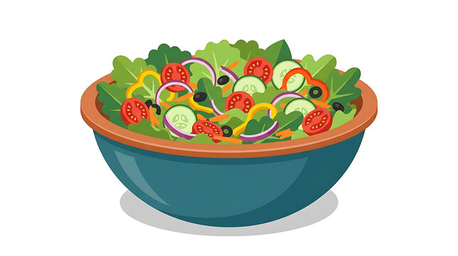 Fresh Green Salad with Mixed Vegetables in a Bowl, Healthy Meal Preparation for Diet and Wellness Concepts