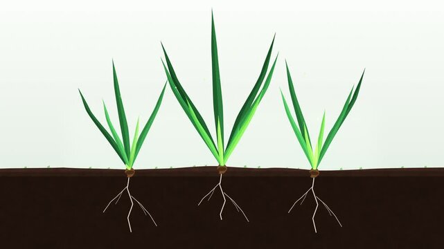Pixel art grass and roots growing in soil animation loop