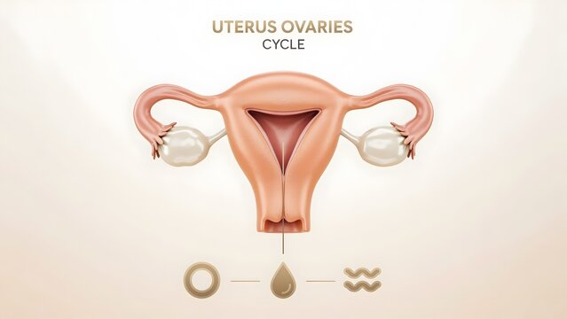 Medical illustration of the female reproductive system showing the