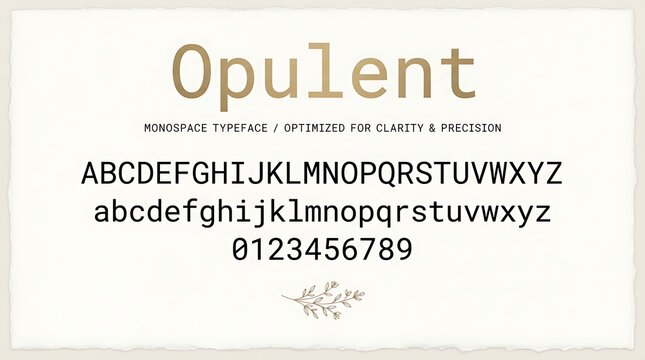 Opulent Monospace Typeface and Alphabet Presentation