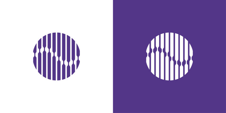 Abstract soundwave logo. Geometric audio symbol with rhythmic lines and flowing frequency patterns.