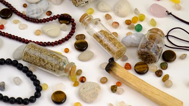 Stones, crystals, and accessories Selective focus.