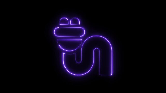 Glowing purple neon electric plug icon on a black background