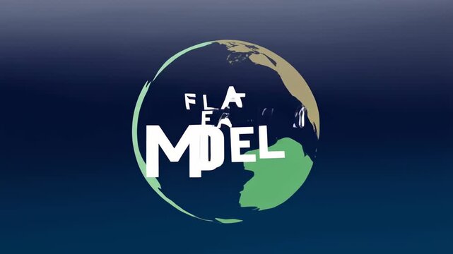 Flat earth model animation with rotating globe