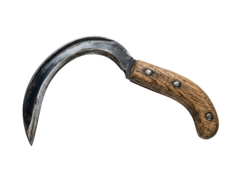 Traditional Agricultural Curved Sickle with Wooden Handle