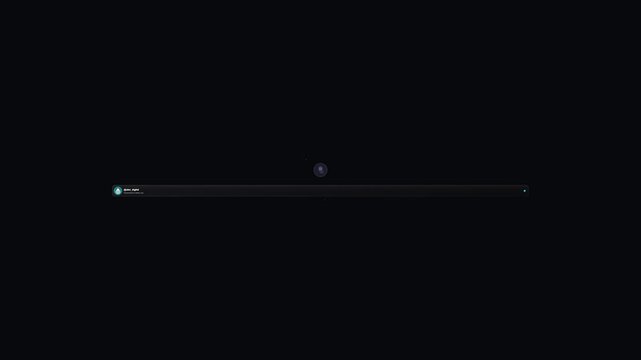 Minimalist digital loading bar with dark background and loading icon animation.