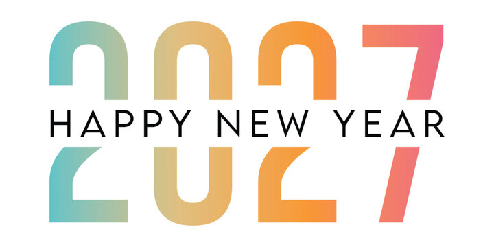 2027 New Year's number logo design with gold glitter