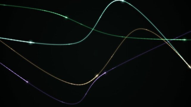 Colorful glowing light trails form seamless looping waves on a dark background