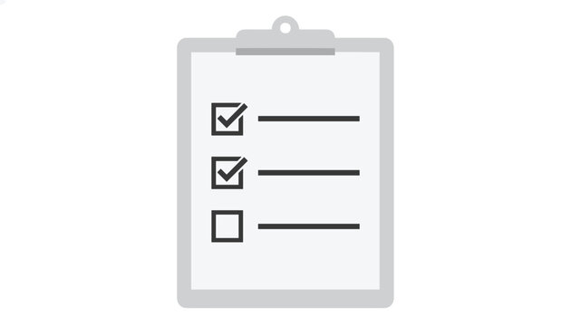 Grey clipboard with a checklist showing completed and uncompleted tasks, perfect for project management.
