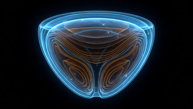 暗視野で流体シートが共鳴する前立腺の生体医学CGイラスト背景