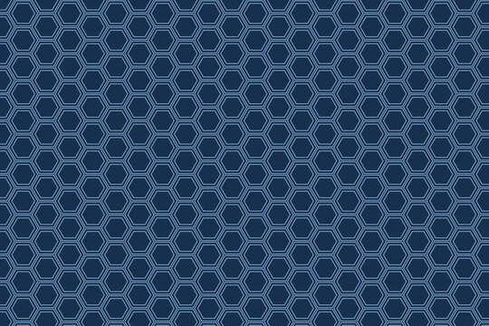 Japanese kikko tortoise shell hexagon pattern in indigo seamless background