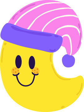 Cute Smiling Crescent Moon Illustration