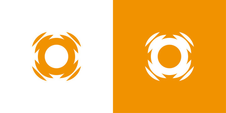Solar soundwave logo. Abstract circular symbol combining radiant energy, waves and dynamic motion.