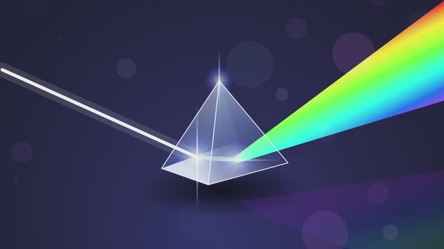 Light ray refracting through a transparent glass prism