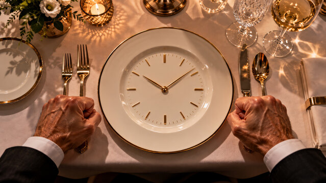Luxury Dining Plate with Clock Concept