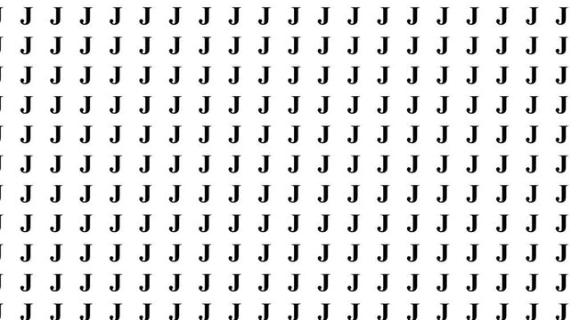 Animated repeating letter J pattern motion background with black typography on white for abstract visual design