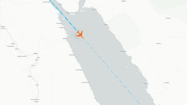 Flight Route Map from Cairo to Jeddah with Airplane Flying Clean 4K Animation
