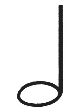 Half note png sticker, musical symbol, black doodle design on transparent background