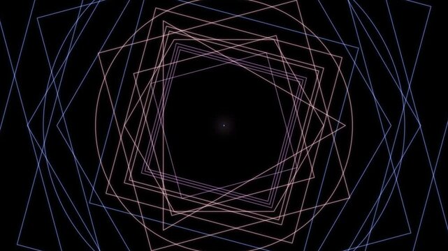 Neon geometric shapes creating a looping abstract motion