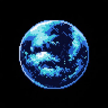 Pixel art Earth planet icon