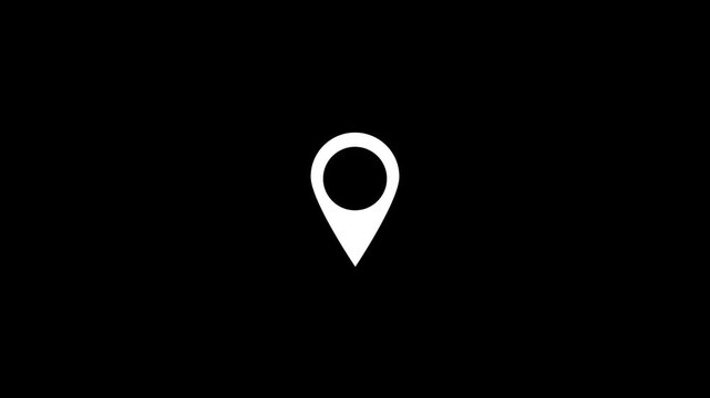 Animated location icon with a checkmark icon on black background.Abstract GPS location pointer animated with radio wave, location pointer,