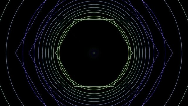 Futuristic abstract lines forming concentric circles in a continuous looping motion