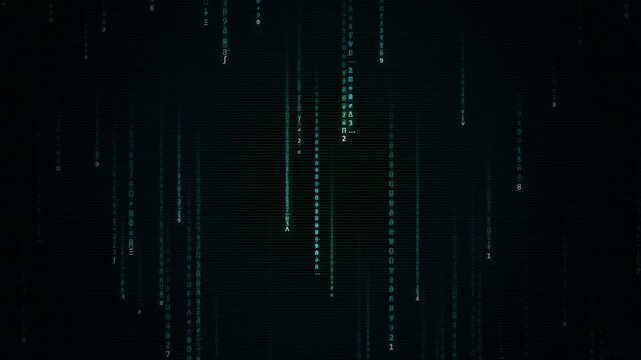 Digital matrix background with falling green code characters