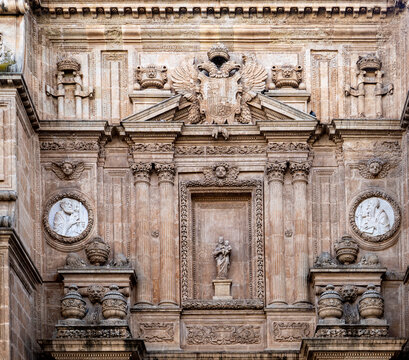 Intricate Architectural Facade with Stone Carvings in Almeria