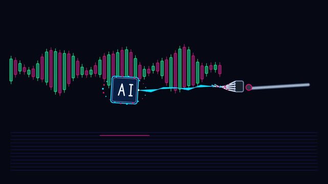 Ai trading algorithm and financial market analysis animation: automated stock market forecasting, cryptocurrency price trends, and data analytics concept